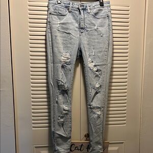 Judy Blue Light Blue Distressed Skinny Jeans